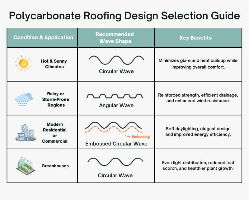 Polycarbonate roofing design selection guide Polycarbonate roofing design selection guide