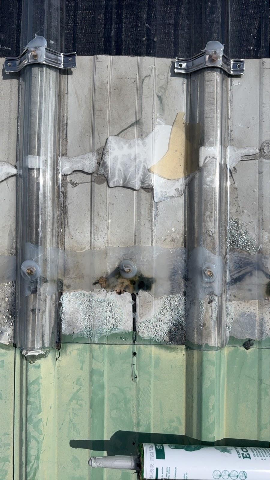 Corrugated Plastic Roofing Maintenance - UV Panel Damage from Chemical Exposure Corrugated Plastic Roofing Maintenance - UV Panel Damage from Chemical Exposure